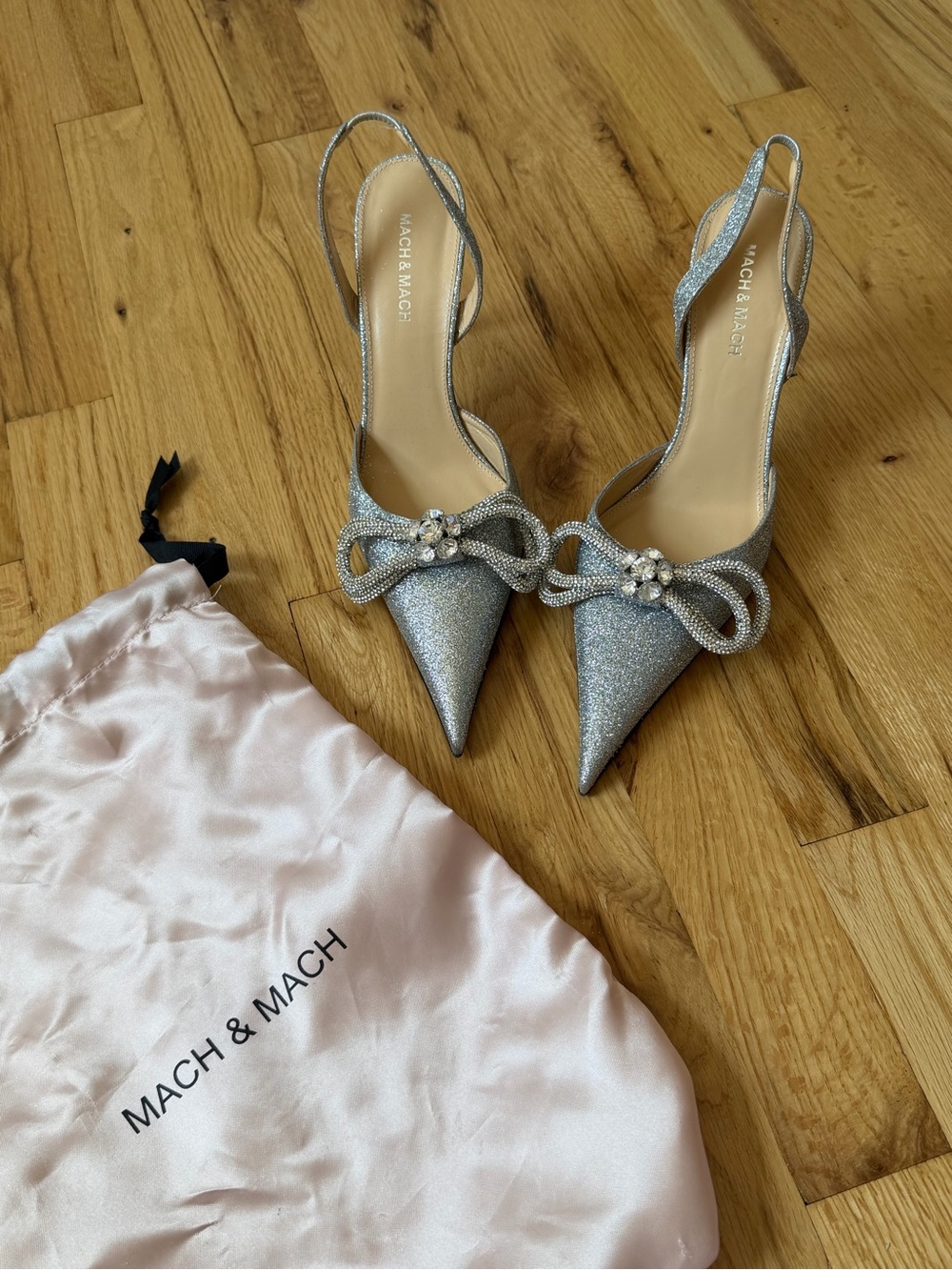 Mach & Mach silver rhinestone heels